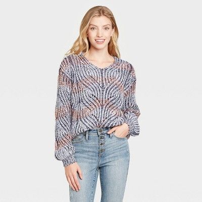 Women's V-Neck Cable Pullover Sweater - Knox Rose™ Blue | Target