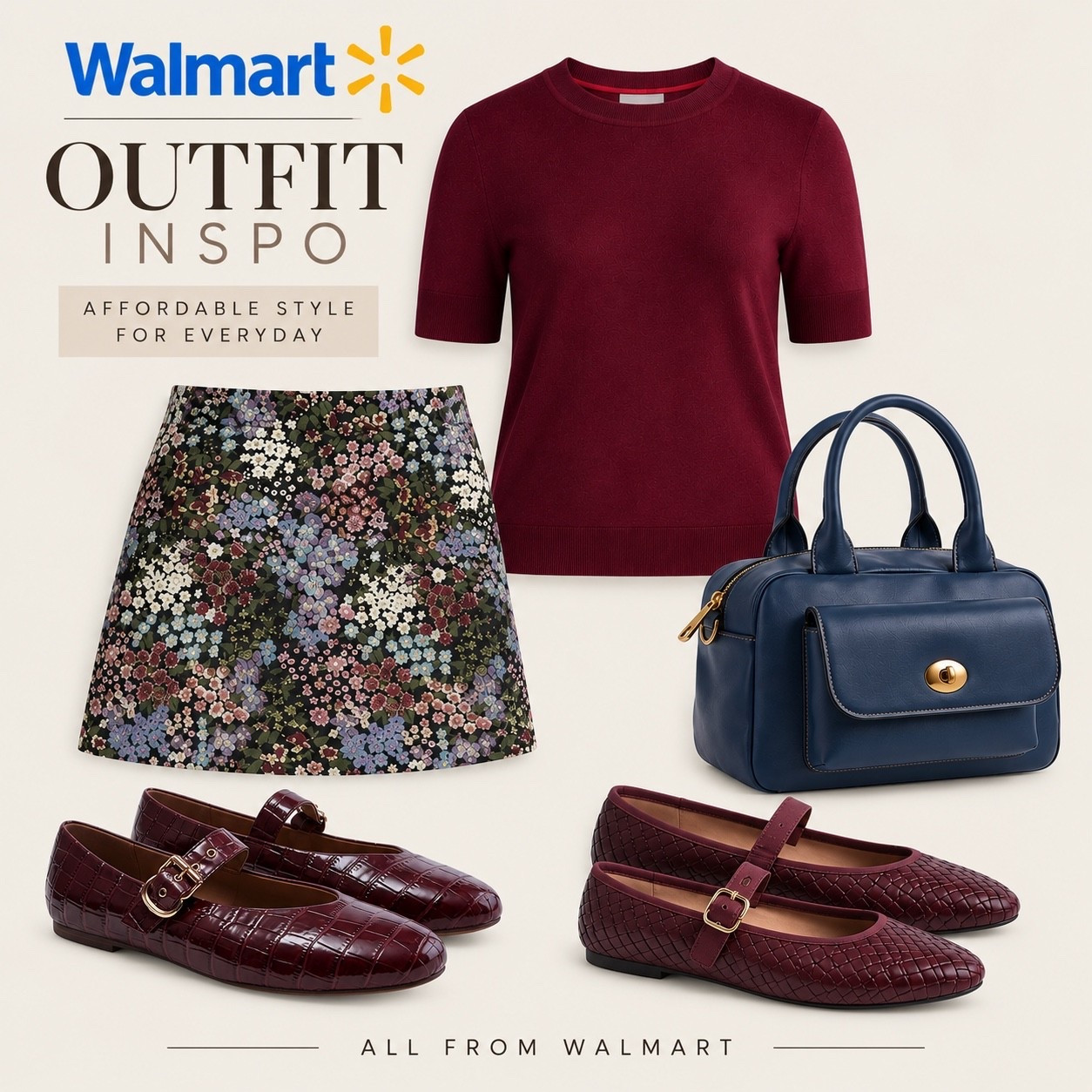 Burgundy for fall just makes sense 🍷🌸 Love how the floral mini and matching flats make this Walmart look feel so put together.

#WalmartFashion #WalmartFinds #FallStyle #AffordableStyle #OutfitInspo

#LTKootd #LTKMidsize #LTKOver40