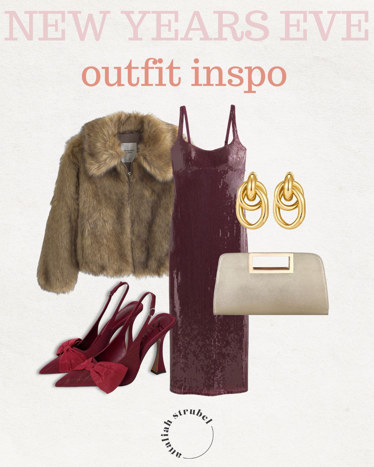 New Year's Eve outfit idea! NYE Dress. Sequined dress. Bow heels. Faux fur coat. 

 #LTKHoliday #LTKgrwm #LTKootd