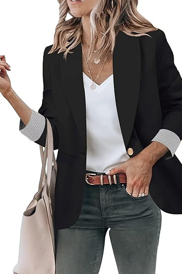 Genhoo Blazer Jackets for Women Open Front Long Sleeve Casual Work Office Blazers with Pockets S-... | Amazon (US)