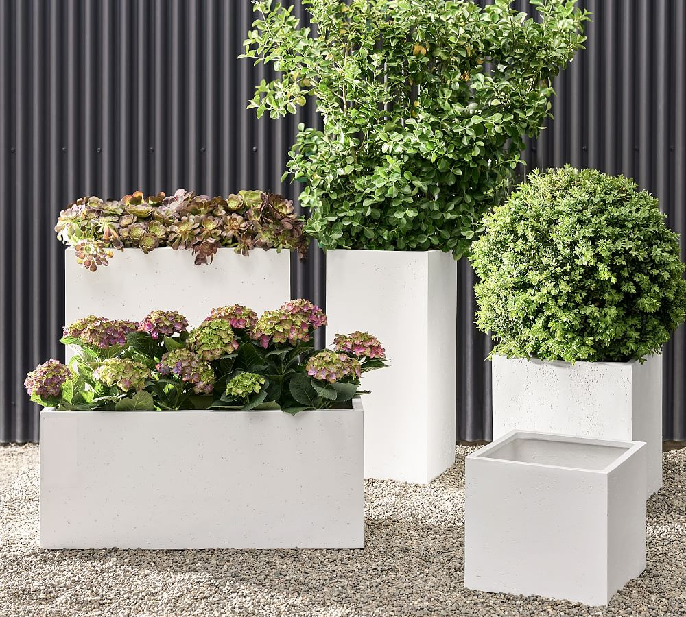 Mission Square Planters -  White | Pottery Barn (US)