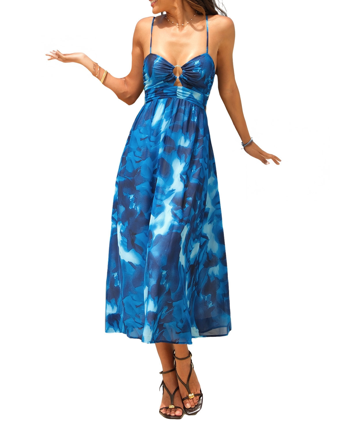 Cupshe Women's Fresh Faced Abstract Midi Beach Dress - Light/pastel blue | Macy's