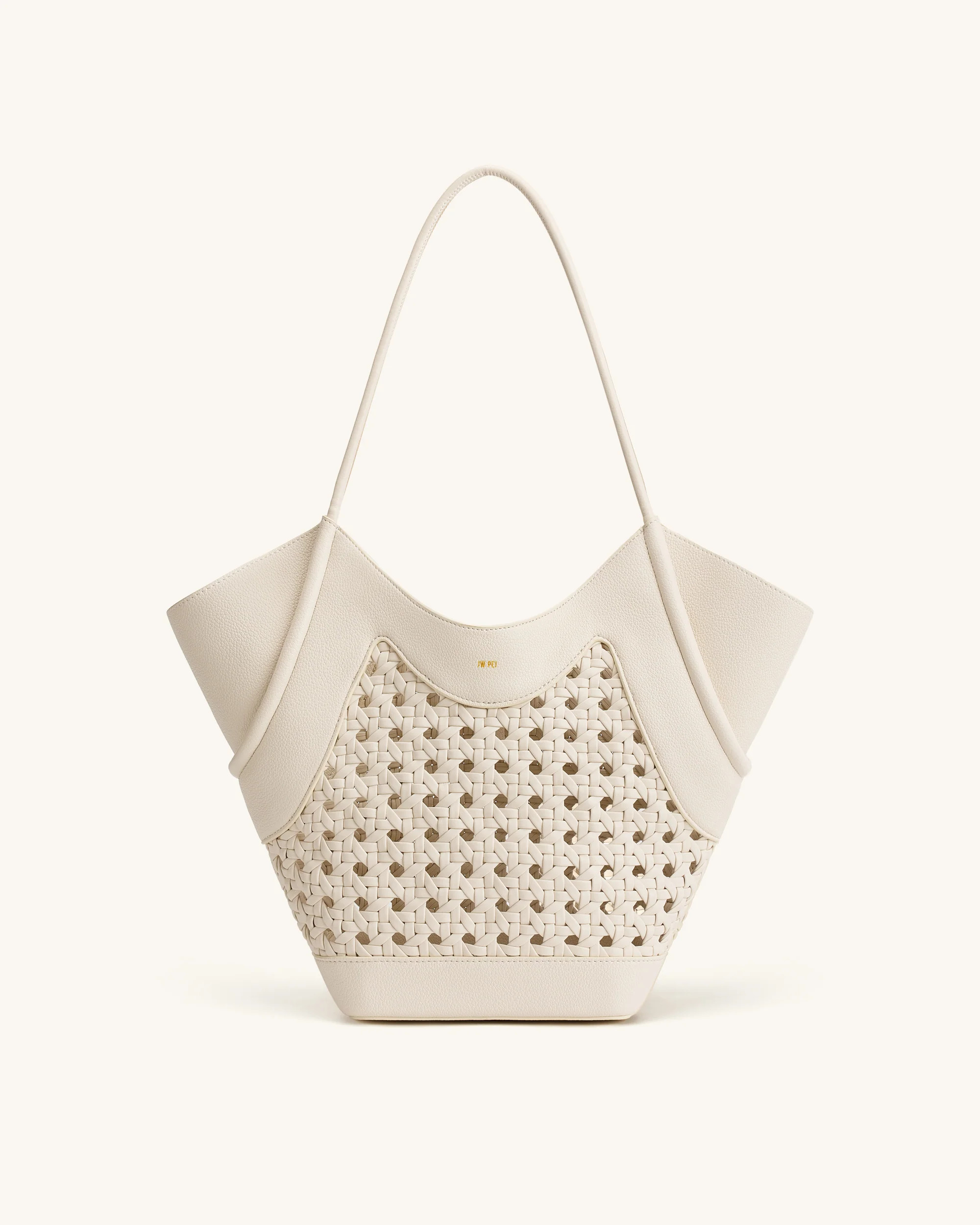 Maribel Woven Panel Tote Bag - Ivory | JW PEI US