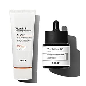 COSRX Morning Skincare Routine- Vitamin E Vitalizing Sunscreen + Retinol 0.5 Oil- Protect Skin fr... | Amazon (US)