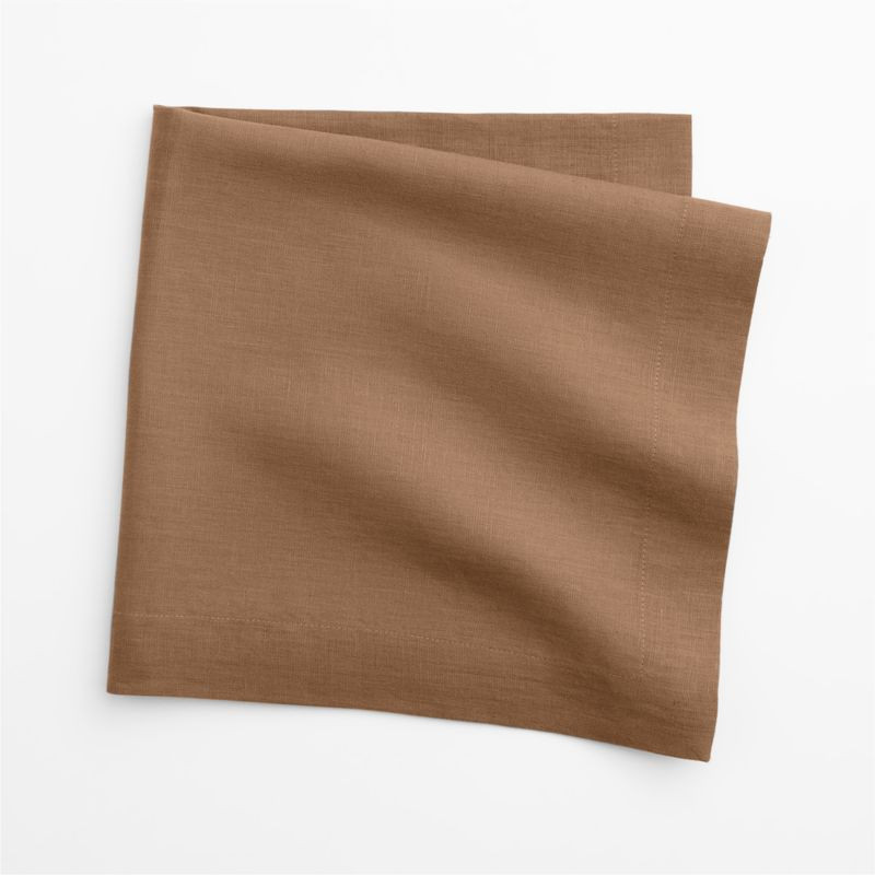 Marin Maple Brown European Linen Dinner Napkin | Crate & Barrel