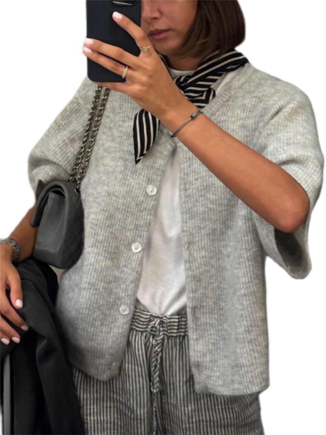 Women Y2k Crop Knit Cardigan T-Shirt Short Sleeve Button Down Casual Knitted Tees Y2k Girls Crop top Streewear | Amazon (US)
