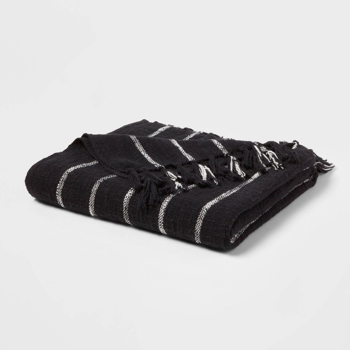 Fringed Oversized Throw Blanket Black Stripe - Threshold™ | Target