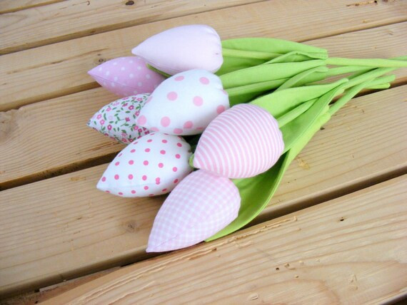 Pastel Pink Tulips Fabric Flowers Spring Flowersmother's | Etsy | Etsy (US)