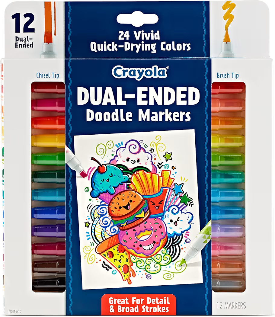 Crayola Dual Chisel Tip & Brush Markers (12ct), Markers for Adults, Art Marker Set, Coloring Supp... | Amazon (US)