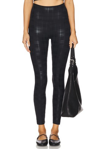 Beyond Yoga High Waisted Midi Legging in Plaid Foil Black from Revolve.com | Revolve Clothing (Global)