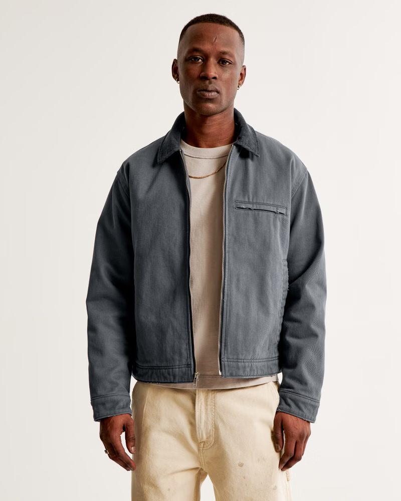 Cropped Zip Workwear Jacket | Abercrombie & Fitch (US)