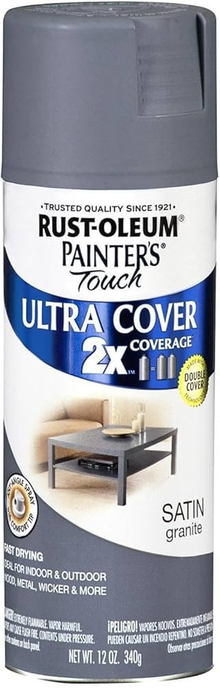 Rust-Oleum 334069 Painter's Touch 2X Ultra Cover Spray Paint, 12 oz, Satin Granite | Amazon (US)