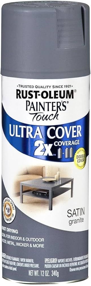 Rust-Oleum 334069 Painter's Touch 2X Ultra Cover Spray Paint, 12 oz, Satin Granite | Amazon (US)