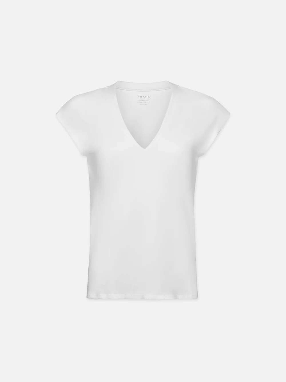 Le Mid Rise V Neck Tee  in  Blanc | Frame Denim
