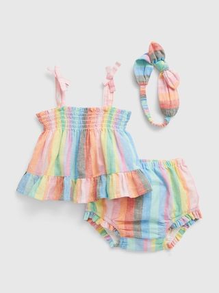 Baby Linen-Cotton Stripe Outfit Set | Gap (US)