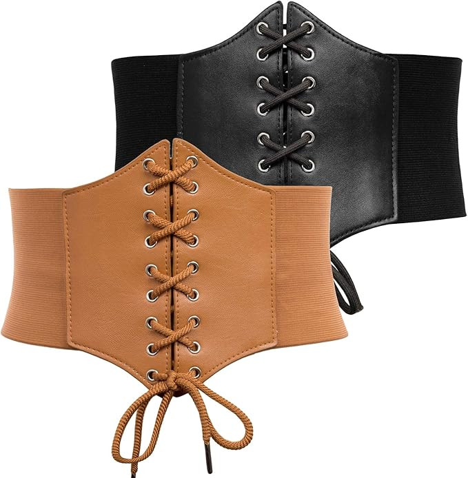 GRACE KARIN Lace-up Cinch Belt Tied Corset Elastic Waist Belt | Amazon (US)