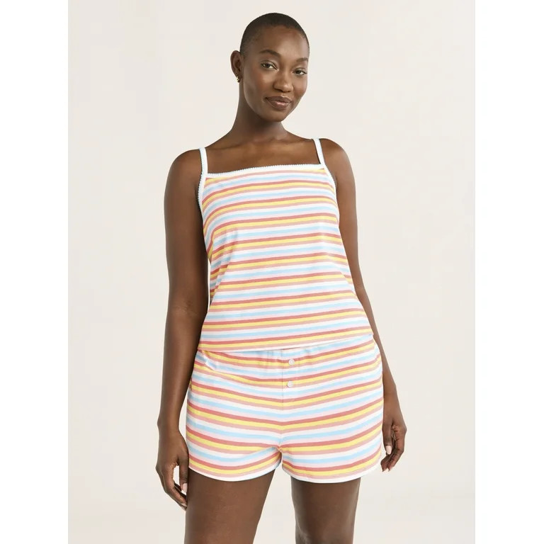 Joyspun Women's Jersey Picot Cami Top and Shorts Pajama Set, 2-Piece, Sizes XS-3X | Walmart (US)