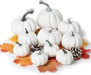 Artiflr 62 Pieces Artificial Harvest Pumpkins Decoration Set, Assorted Fake Fall Maple Leaves Whi... | Amazon (US)