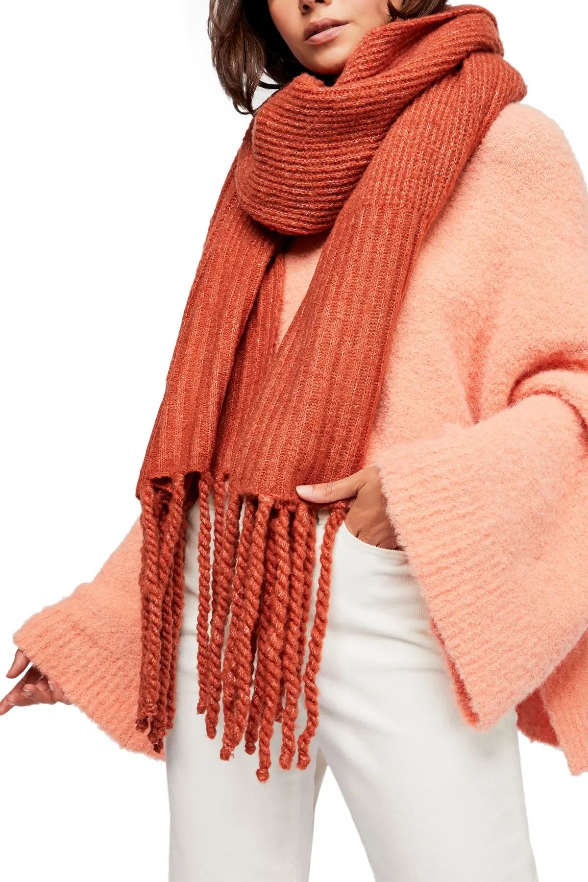 Jaden Ribbed Fringe Blanket Scarf | Nordstrom Rack