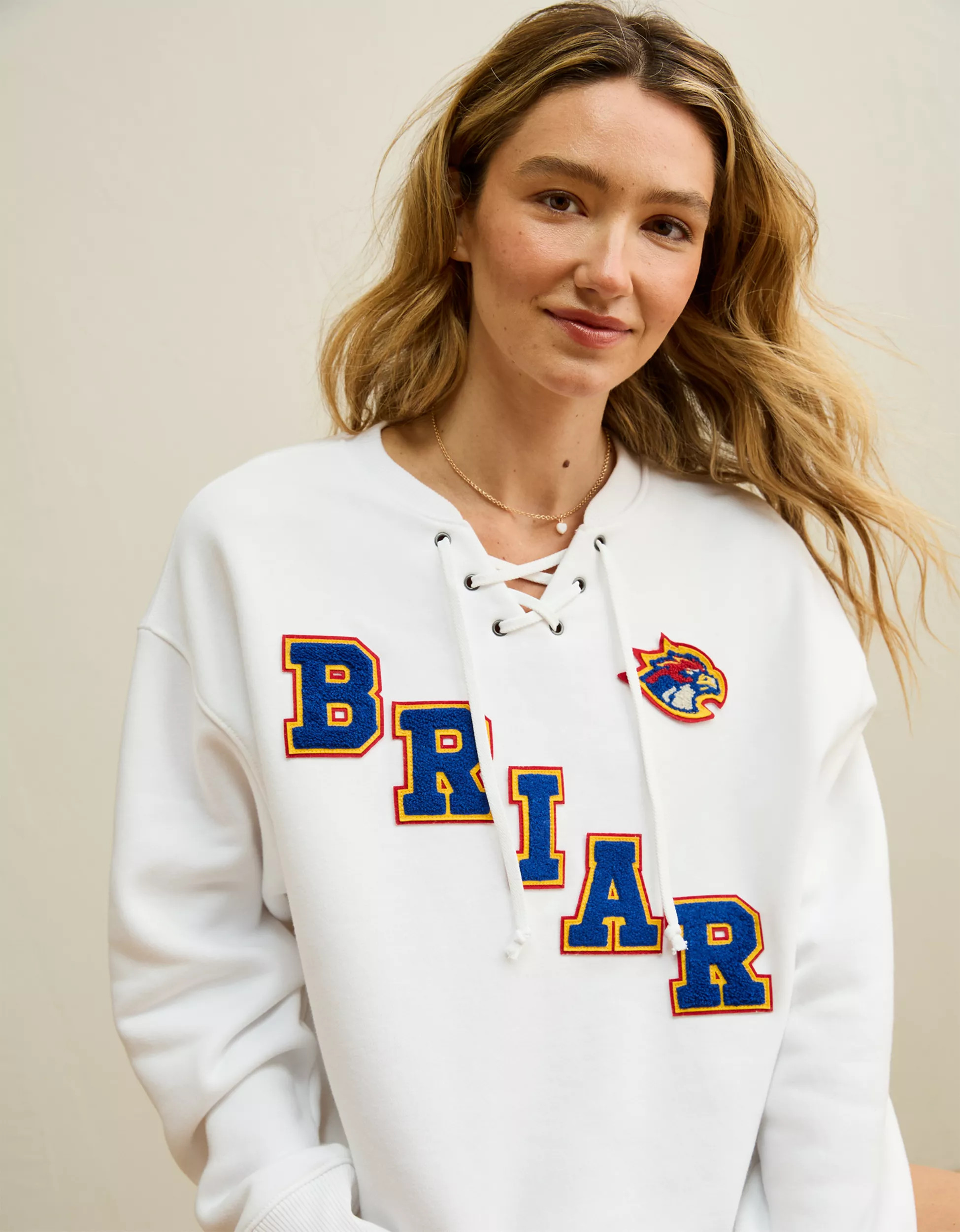 AE | Off Campus Lace-Up Sweatshirt | American Eagle Outfitters (US & CA)