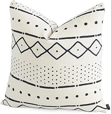 Hofdeco Premium Decorative Throw Pillow Case African MUD Cloth Print Bogolan Natural Dots and Lin... | Amazon (US)