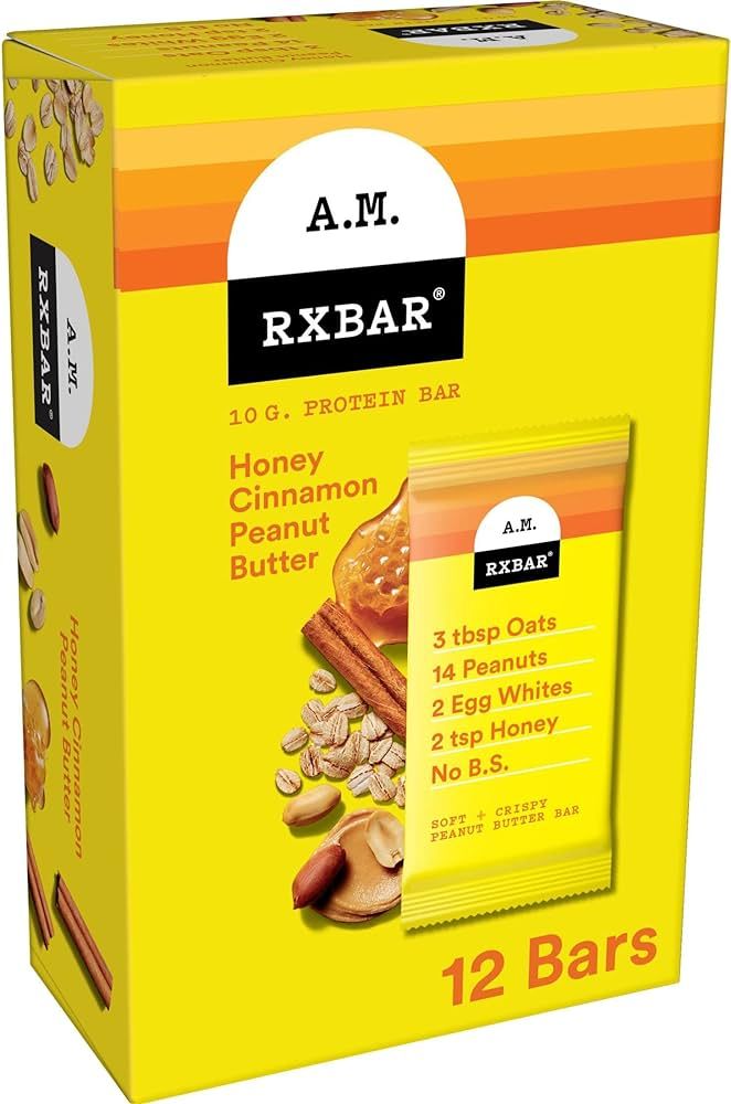 RXBAR A.M. Protein Bars, Protein Snack, Breakfast Bars, Honey Cinnamon Peanut Butter, 23.2oz Box ... | Amazon (US)