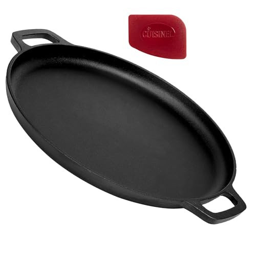 Cuisinel Cast Iron Pizza Pan 13.5-Inch – Pre-Seasoned Round Baking Stone for Oven, Grill & Stovetop – Heavy-Duty Skillet Alternative for Crispy Crust Pizza, Flatbreads & Roasting | Amazon (US)