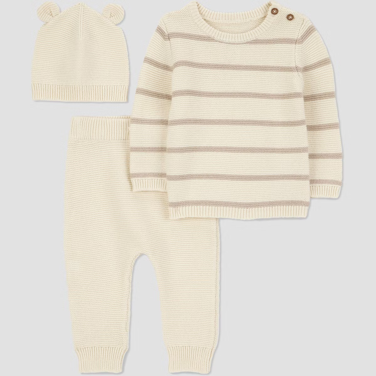 Carter's Just One You® Baby 3pc Striped Bear Sweater Top & Pants Set - Cream | Target