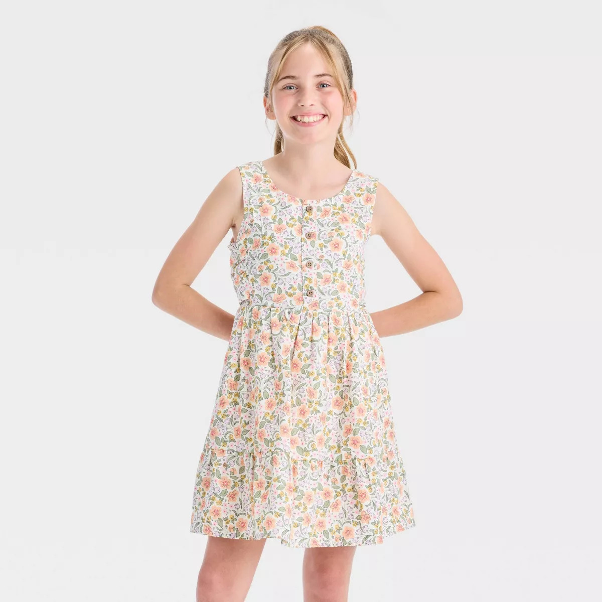 Girls' Sleeveless Woven Floral Dress - Cat & Jack™ | Target