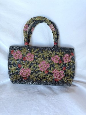 Vintage Beaded Purse/Evening Bag Y2K Floral 90s Party Formal Artsy | eBay US
