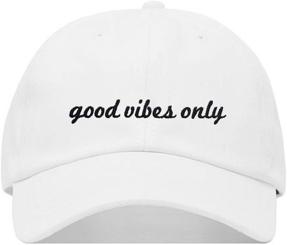 Good Vibes Only Baseball Hat, Embroidered Dad Cap, Unstructured Soft Cotton, Adjustable Strap Back ( | Amazon (US)