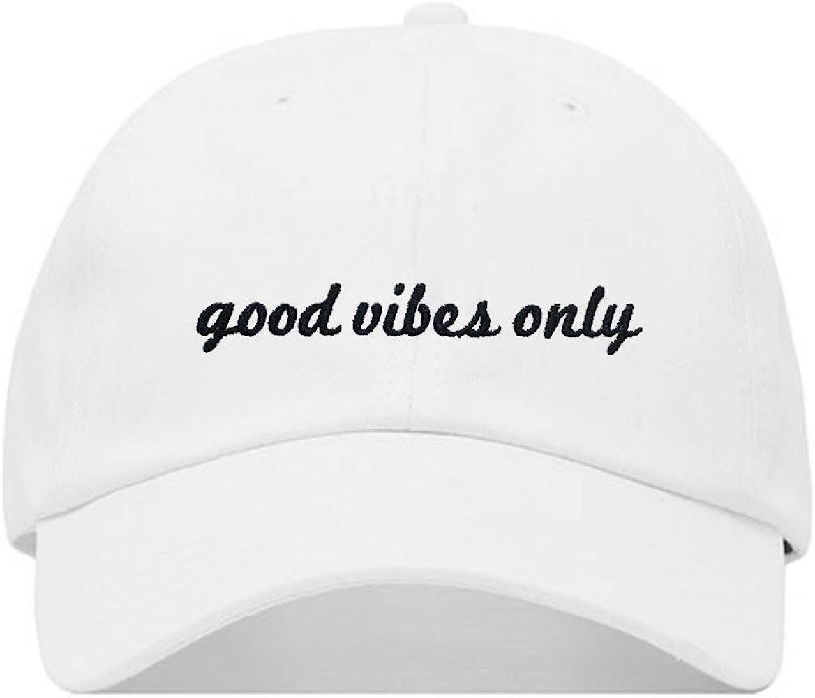 Good Vibes Only Baseball Hat, Embroidered Dad Cap, Unstructured Soft Cotton, Adjustable Strap Back ( | Amazon (US)