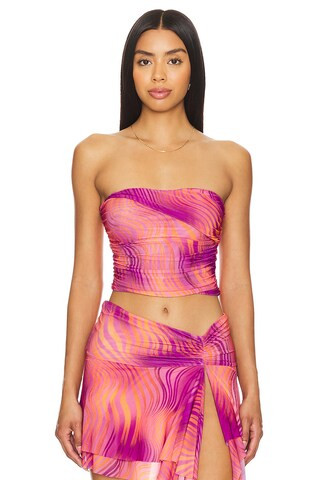 Niko Ruched Tube Top in Saturn | Revolve Clothing (Global)