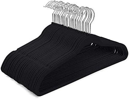 HOUSE DAY Black Velvet Hangers -60 Pack- Non Slip Felt Hangers Space Saving Clothes Hanger Velvet... | Amazon (US)