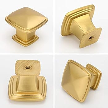 goldenwarm Brushed Brass Cabinet Knobs 10Pack - LS8791GD Solid Square Drawer Knobs Kitchen Gold Cabi | Amazon (US)