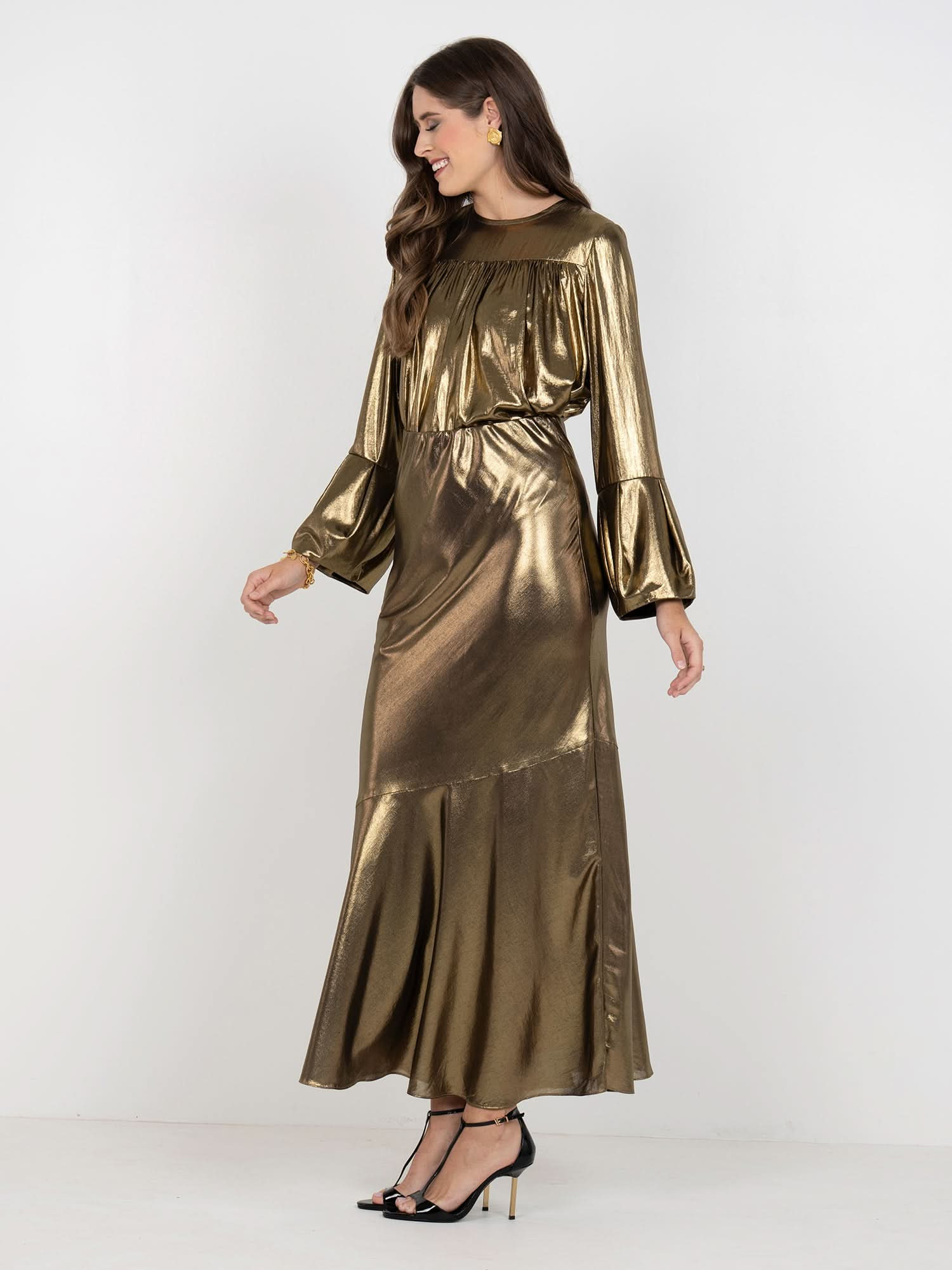 Bias Skirt in Liquid Gold | Emily McCarthy