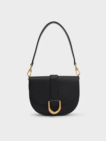 Gabine Leather Saddle Bag​
 - Black | Charles & Keith UK