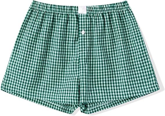 Women Y2K Plaid Shorts Button Boxers Elastic Low Waist Cute Pajama Bottom Shorts Lounge Summer Sh... | Amazon (US)