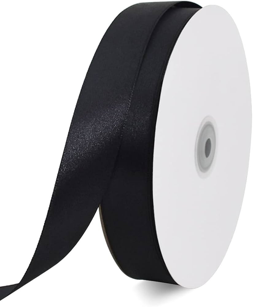 TONIFUL 1 Inch x 100yds Black Satin Ribbon, Thin Solid Color Satin Ribbon for Gift Wrapping, Craf... | Amazon (US)