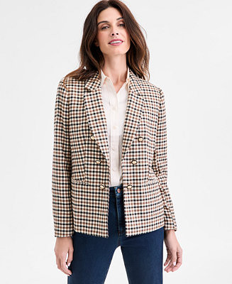 Women's Faux Double Breasted Elbow Patch Jacket | Macy's