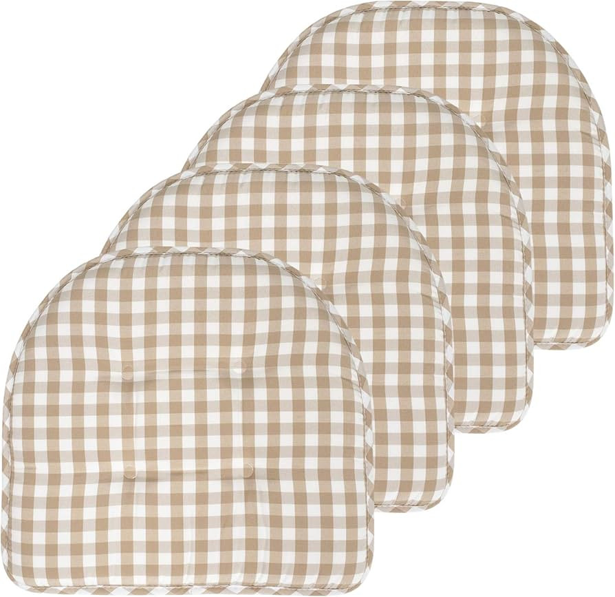 Sweet Home Collection Chair Cushion Memory Foam Pads Tufted Slip Non Skid Rubber Back U-Shaped 17... | Amazon (US)