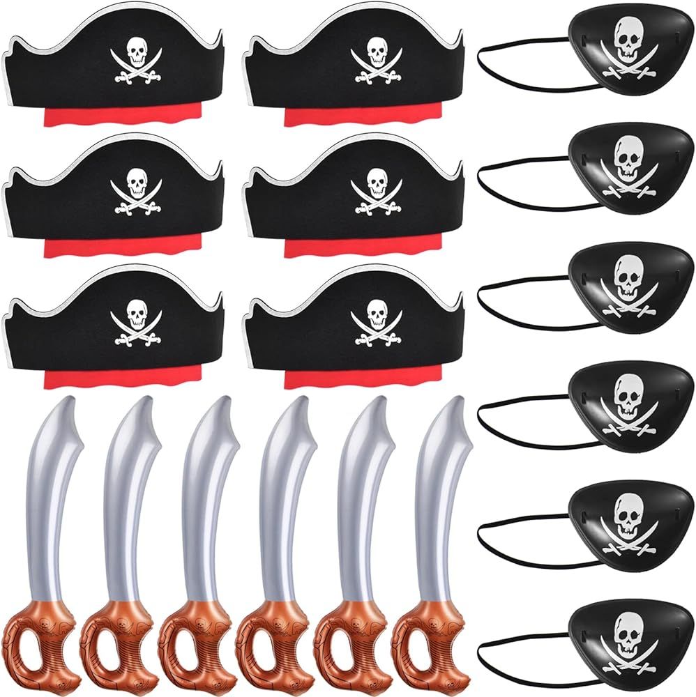 ZeeDix Pirate Hat Set Pirate Party Favors Pirate Theme Party Supplies for Halloween Masquerade | Amazon (US)