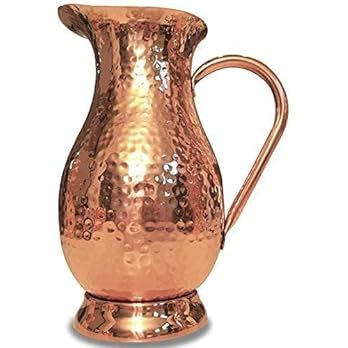 Pure Copper Pitcher - 70 fl oz, Hand Made Hammered Copper Water Jug for Drinking | 100% Heavy Dut... | Amazon (US)
