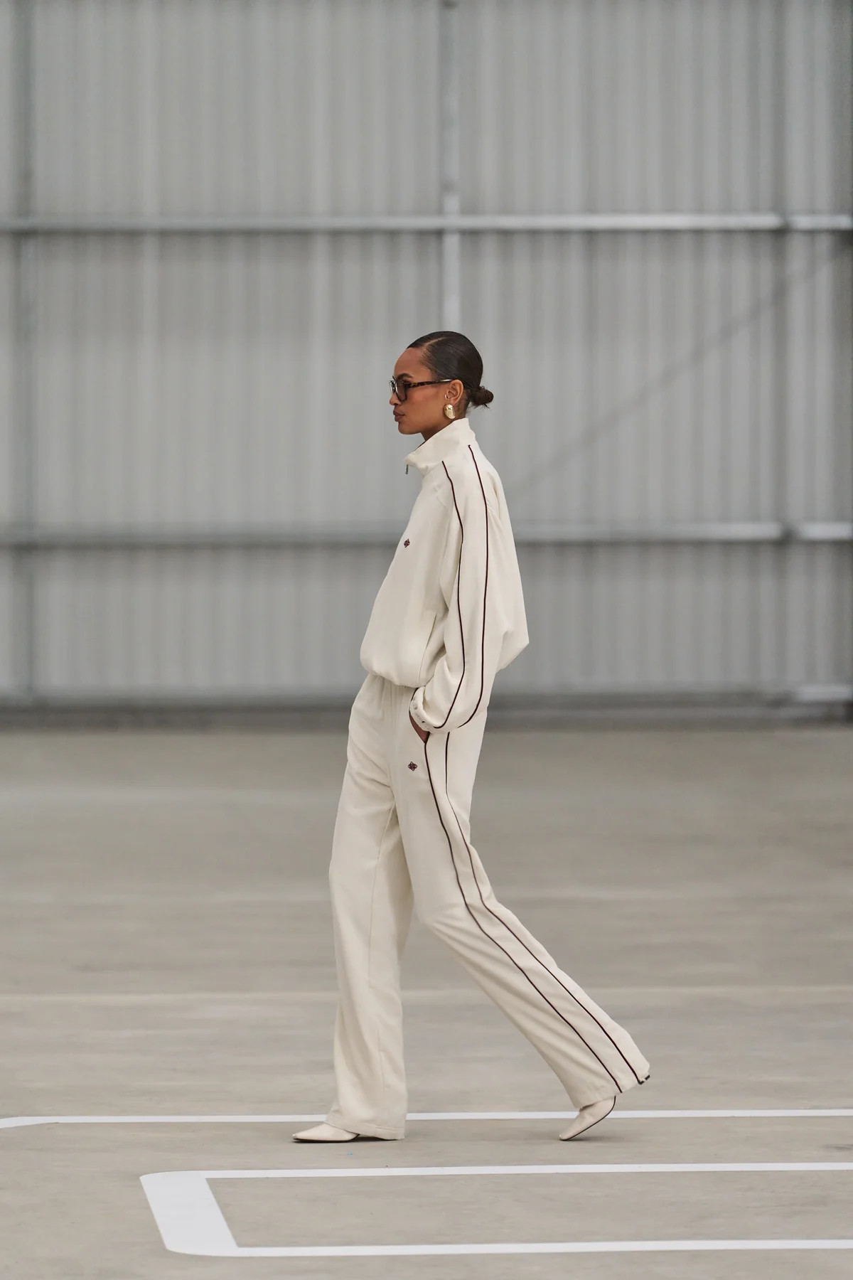 EMBLEM PIPED STRAIGHT LEG JOGGERS - STONE | The Couture Club