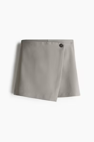 H & M - Skort im Wickelschnitt - Grau - Damen | H&M (DE, AT, CH, NL, FI)