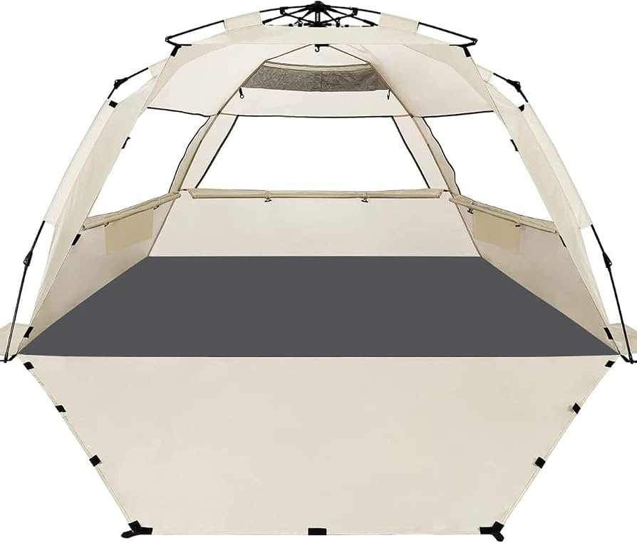 WhiteFang Deluxe XL Pop Up Beach Tent Sun Shade Shelter for 3-4 Person, UV Protection, Extendable... | Amazon (US)