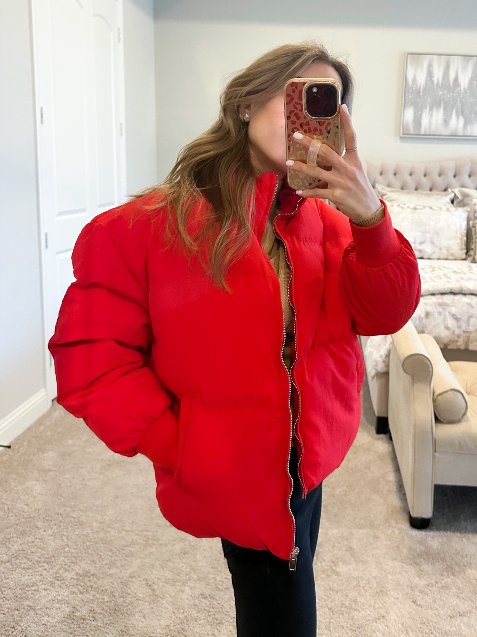 Red puffer jacket size xxs 

#LTKunder100