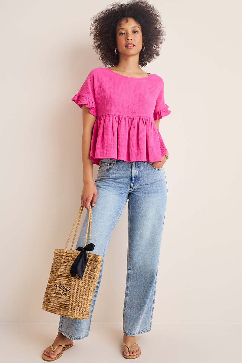 Monica Gauze Babydoll Blouse | Francesca's