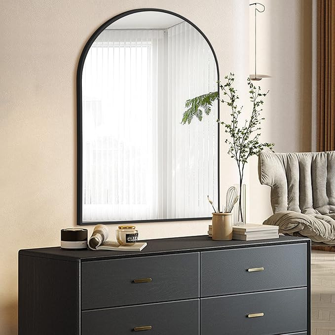 20"x28" Arched Mirror, Arched Wall Mirror, Arched Bathroom Mirror, Mantel Mirror, Wall-Mounted, A... | Amazon (US)