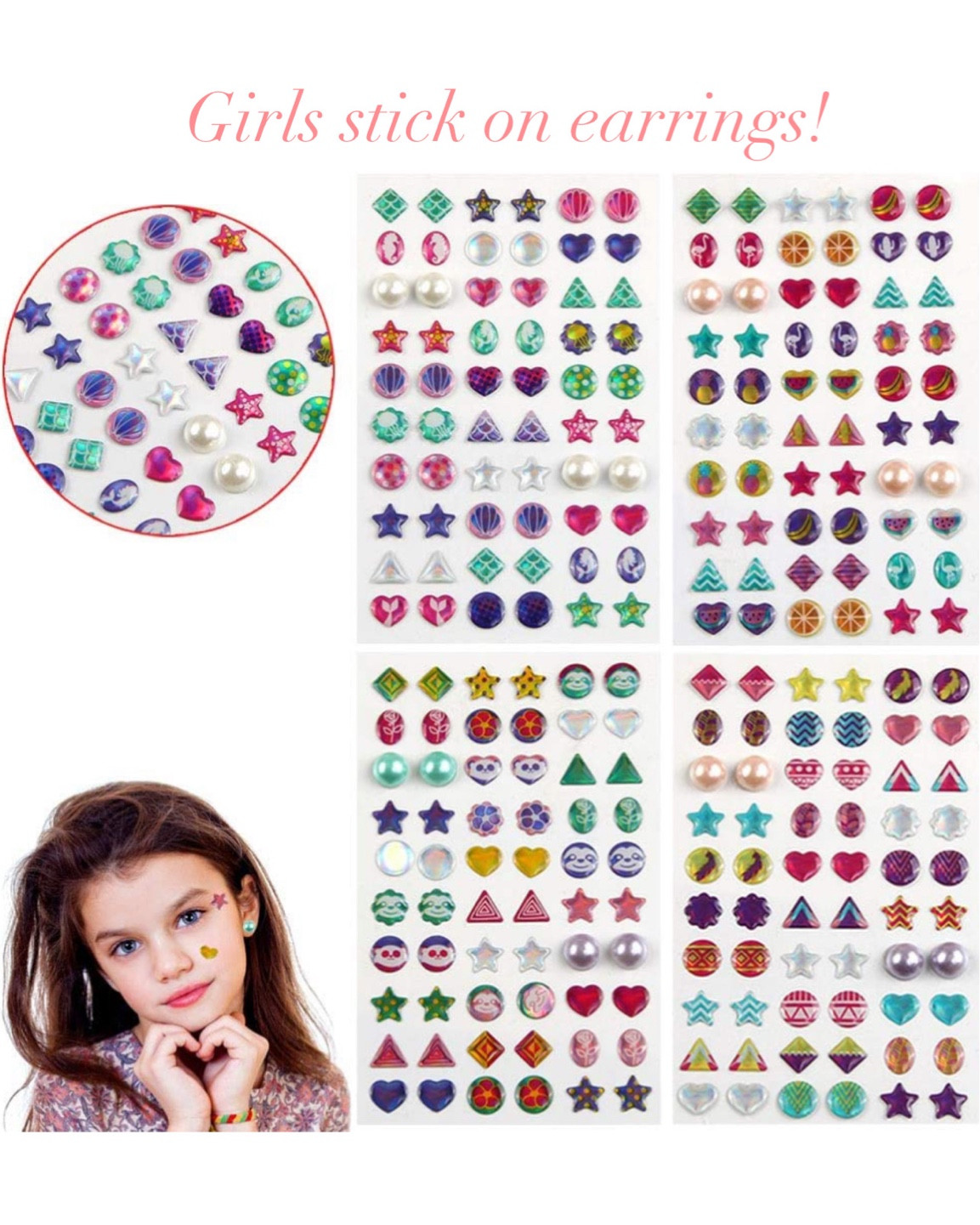 Girls stick on earrings 